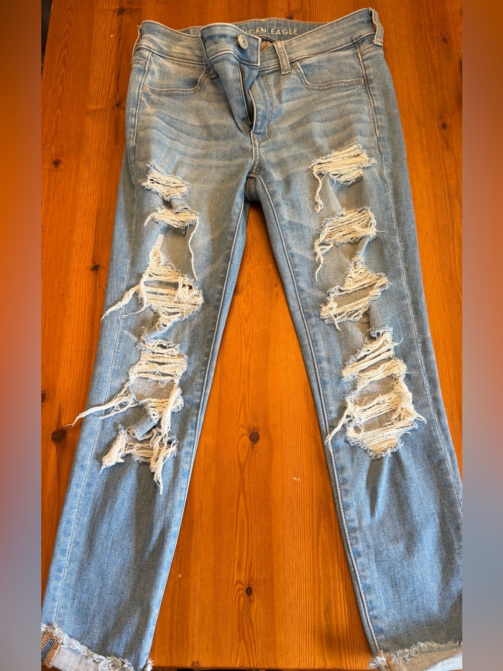 American Eagle Outfitters Light Blue Ripped Skinny Jeans